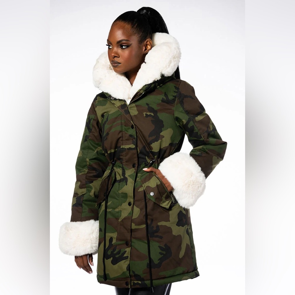 FUR LINED CAMO COAT